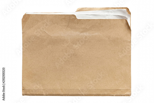 Bild auf Leinwand Old Crumpled Manila Folder with White Papers