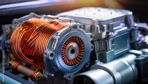 close up image of an electric motor of a car
