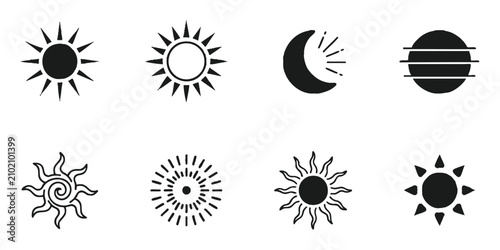 Schilderij op canvas Celestial bodies vector icon set