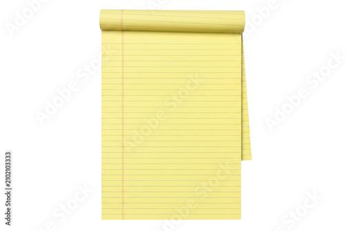 Bild auf Leinwand Yellow Lined Legal Notepad with Top Page Folded Over