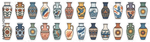 Foto Collection of Decorative Ceramic Vases with Artistic Patterns