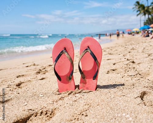 flip flops on the beach
