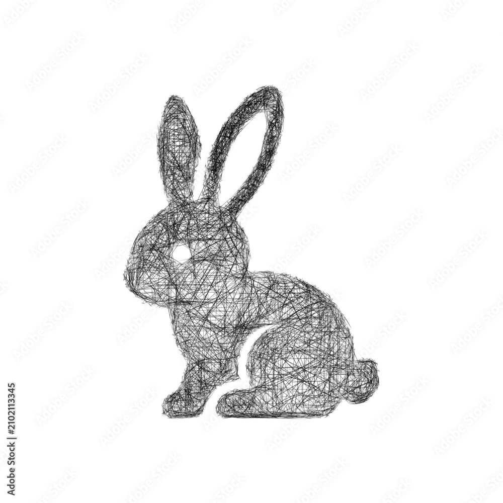 Obraz premium Sketch black and white bunny icon design