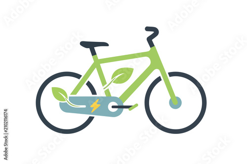 Bicycle With Leaf Elements And Lightning Bolts Flat Vector Illustration