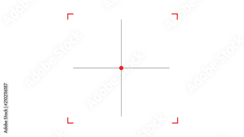 Obraz na plátně Vertical alignment crosshair target with red center point and four corner marker