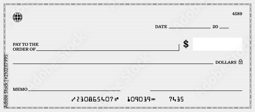 Canvastavla Bank Check Template: A blank bank check is presented, ready to be filled out with payment details, date, and recipient information