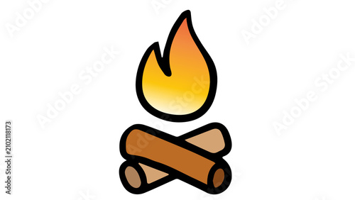 Obraz na płótnie Cartoon style campfire illustration with burning flames and wood logs campfire i
