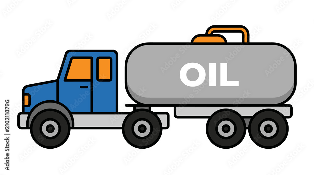Naklejka premium Blue Oil Tanker Truck Fuel Transport Vector Illustration