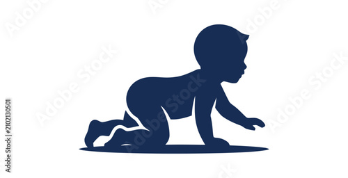 Crawling Baby Silhouette Vector Illustration