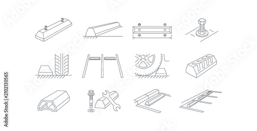 Parking Curb Stop Icon Set
