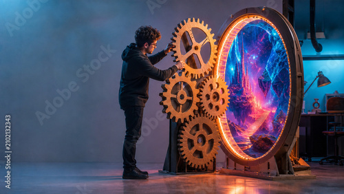 Paper Gears Power a Playful World Building Portal