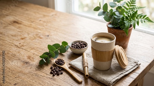Celebrate International Coffee Day with reusable cup on desk