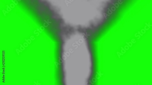Fast Vertical Gray Smoke Trail Eruption on Green Screen Chroma Key Background