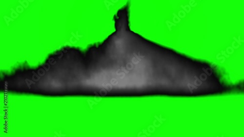 Dense Gray Fog and Smoke Cloud Rising on Black Background