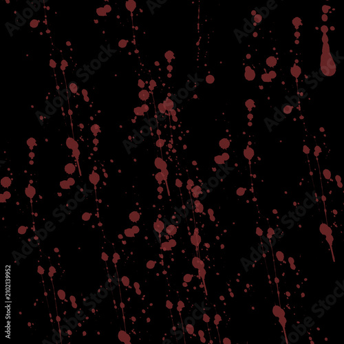 Abstract dark background with scattered red paint drops and artistic ink splatters.