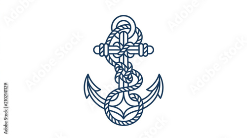 Bild auf Leinwand Classic Anchor Tattoo Design with Rope and Chain.