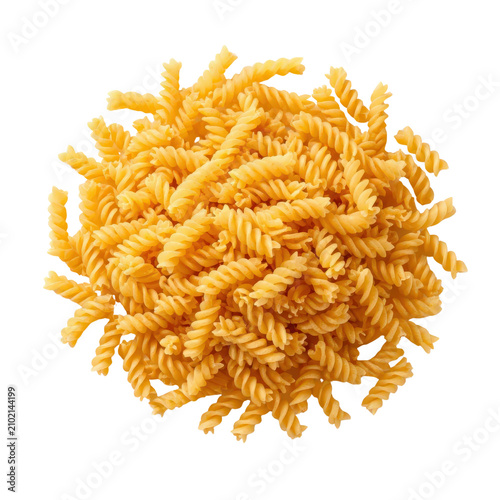 Fusilli Pasta Spirals Piled on a Transparent Background