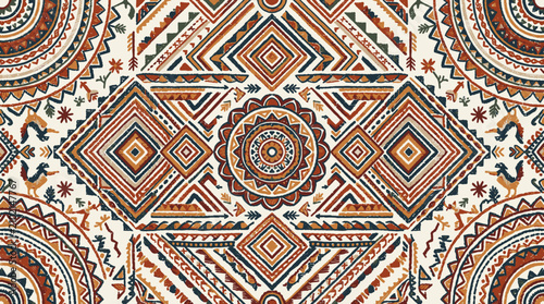 Colorful geometric pattern with shapes.
