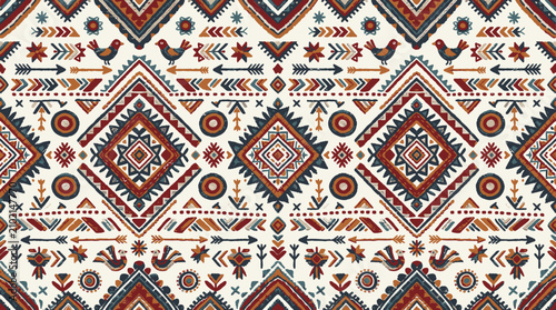 Colorful geometric pattern with shapes.