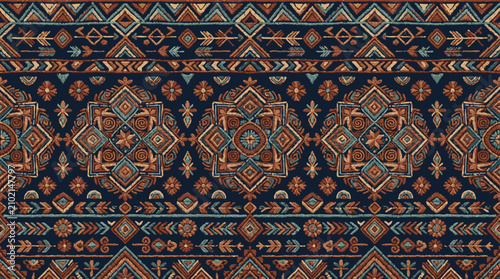 Colorful Geometric Patterned Textile Design.