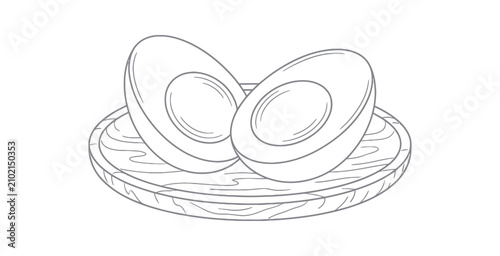 Foto Halved Hard-Boiled Egg Line Art Illustration