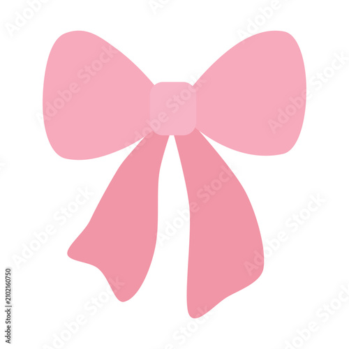 Slika na platnu Soft Pink Ribbon Bow Vector for Coquette and Girly Aesthetic\