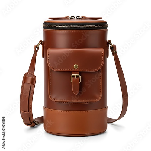 Elegant brown leather shoulder bag with detachable strap