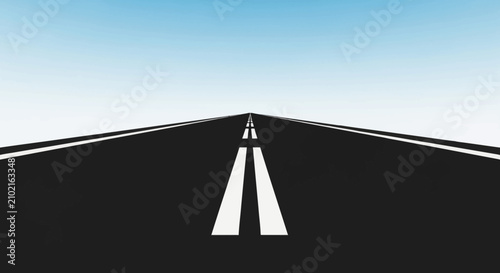 Straight road perspective leading to the horizon under a clear blue sky travel concept