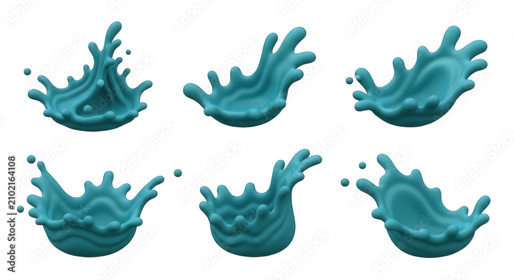 Fototapeta premium animated teal water splashes on a white background fluid dynamics for design elements and visual effects to use in various projects