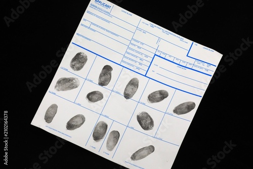 Fingerprint card for law enforcement identification