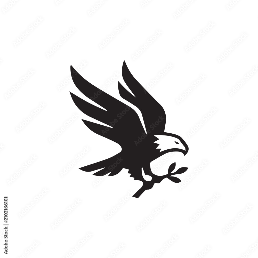 Fototapeta premium Eagle Logo Icon Monochrome Vector