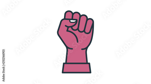 Cuadro en lienzo Raised clenched fist icon in pink color palette.