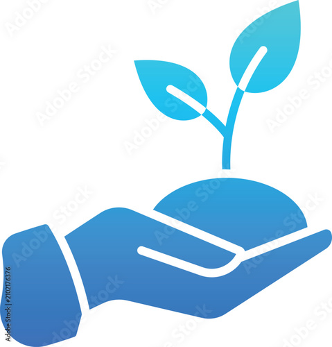 plant in hand glyph gradient icon