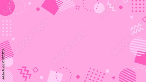 Colorful Memphis geometric cute pop background frame
