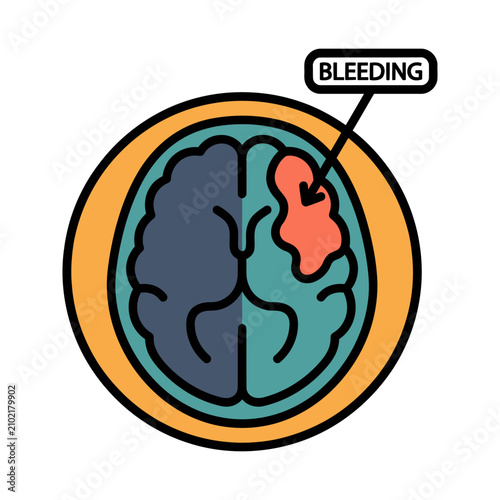 Brain Hemorrhage Stroke CT Scan Icon for Neurology