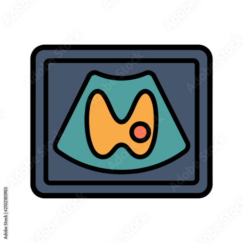 Thyroid Gland Nodule Ultrasound Icon for Endocrinology