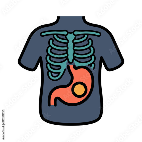 Swallowed Coin Stomach X-Ray Icon for Pediatric ER