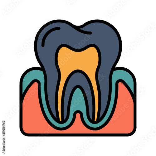 Root Canal Tooth X-Ray Icon for Endodontics