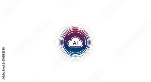 Artificial intelligence cloud icon with circular digital particles.