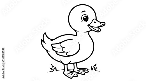 Foto Cute Duckling Coloring Page Vector Illustration