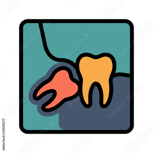 Impacted Wisdom Tooth X-Ray Icon for Oral Surgery