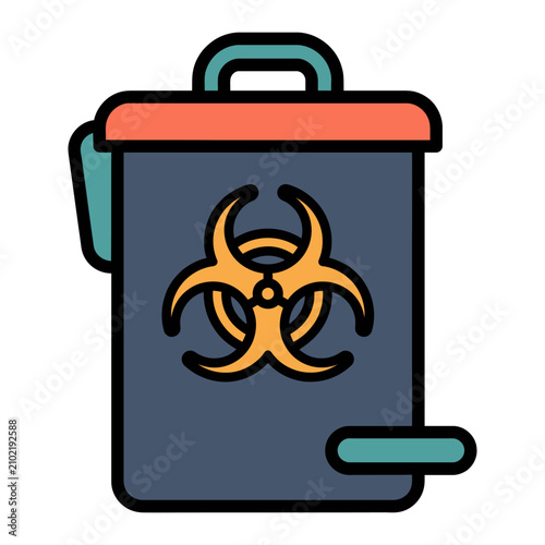 Biohazard Waste Bin Icon for Radiology Lab Safety