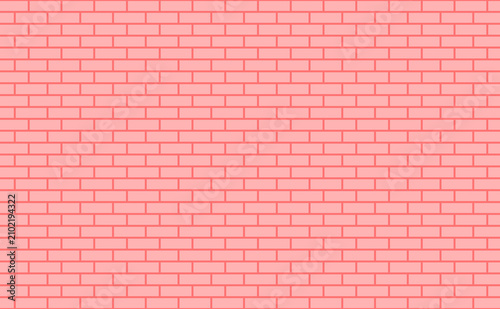 Salmon pink brick wall texture with clean grout lines in even horizontal pattern