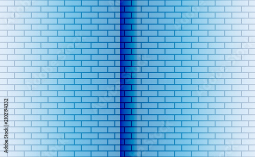 Blue brick wall with gradient center line and subtle texture in soft studio lighting