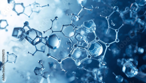 Blue Molecular Structure Science Background | Chemistry Molecules and Chemical Bonds | Biotechnology and Pharmaceutical Research Concept