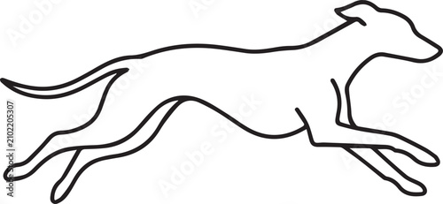 Cuadro en lienzo Running Greyhound Whippet Dog Minimalist Line Art Drawing Outline Sketch For Log
