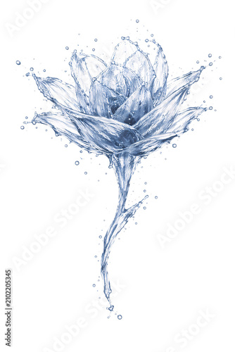 Water flower sculpture with geometric png isolated on transparent background
