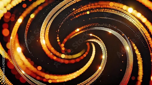 Golden Micro Particle Flow Abstract Background with Elegant Swirling Motion