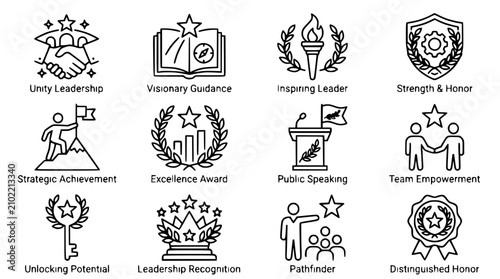 Foto Vector Icons: Leadership, Success, Achievement, Recognition, Awards, Strategy, T