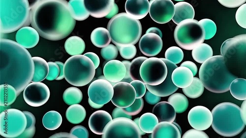 Premium Commercial Video Flowing Microscopic Turquoise Beads Particles Loop